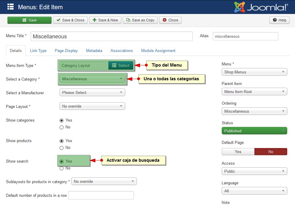 formulario de busqueda virtuemart
